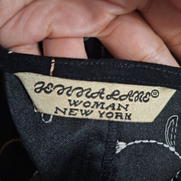 Vintage Jenna Lane Black‎ Embroidered Sleeveless Apron 3X Retro Boho Cabincore - Picture 3 of 10